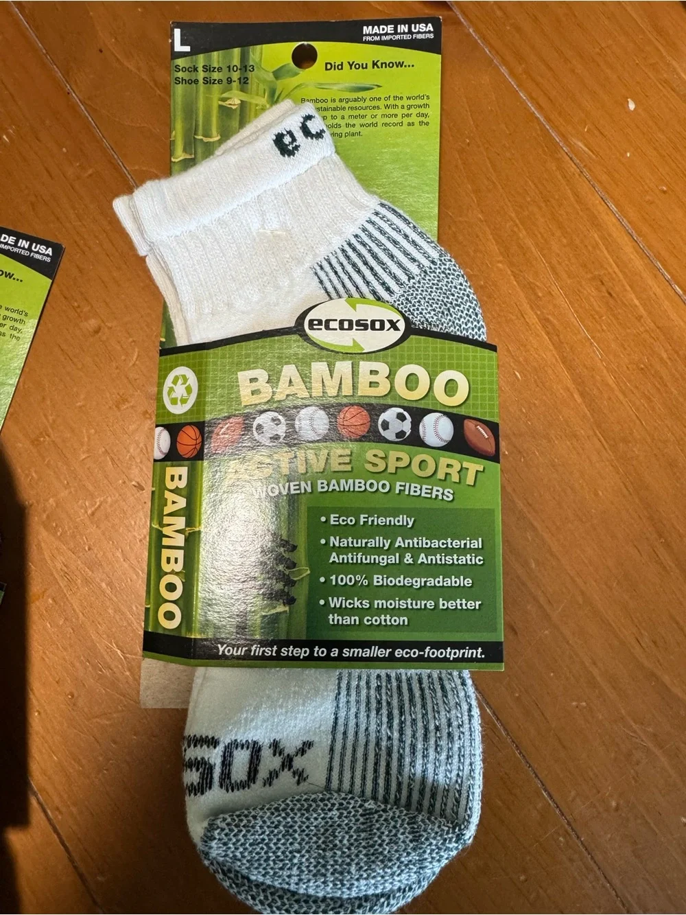 Ecosox Bamboo Active Sport Men's White/Grey Crew Socks - 4 Pack